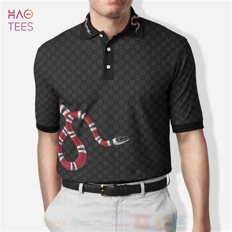 gucci mens black polo shirt with red and green color|gucci polo shirt snake collar.